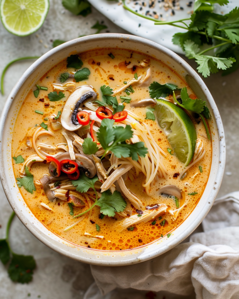 Spicy Thai Coconut Soup Recipe (Tom Kha Gai)