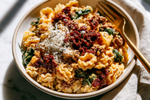 Creamy Tuscan Beef Pasta, One Pot in 30 Minutes
