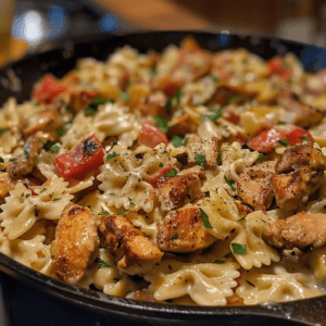Creamy Cajun Chicken Bowtie Pasta Skillet