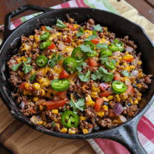 Tex Mex Ground Beef Skillet