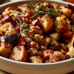 Homemade stuffing from scratch, a classic holiday side dish