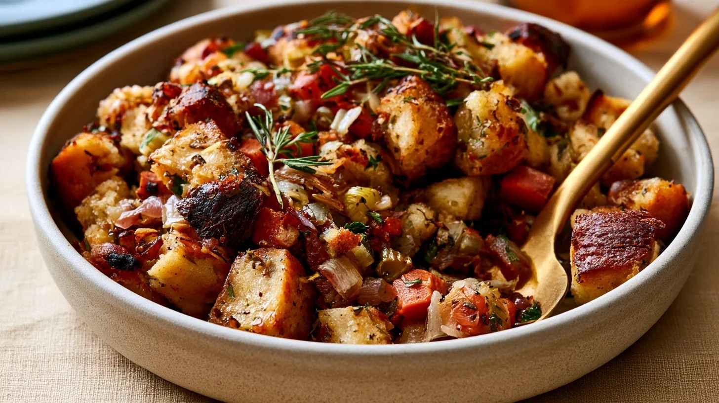 Homemade stuffing from scratch, a classic holiday side dish